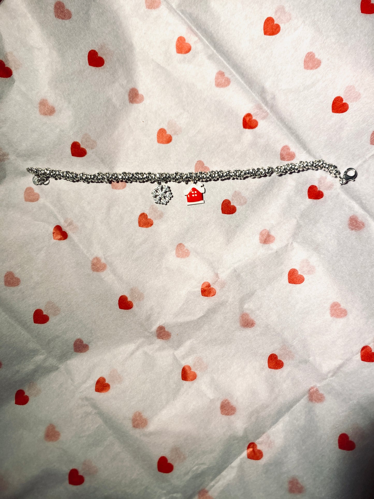 Bracciale charm casa e fiocco di neve con zirconi